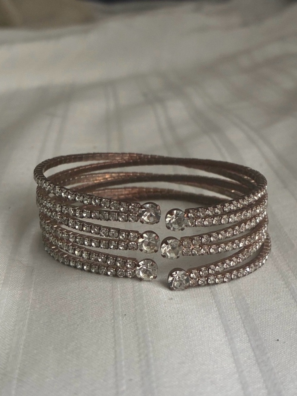 Multi-Row Rhinestone Open Cuff Bracelet - Picture 3 of 7